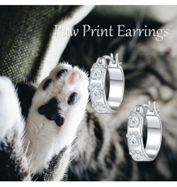 Paw Print Earrings 925 Sterling Sliver Cubic Zircon Paw Print Earrings For Women Cat Dog Paw Earrings Hoop Paw Print Jewelry ...