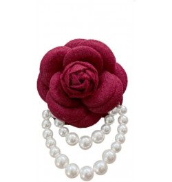 Vintage Faux Pearl Flower Brooch Pin for Women Camellia Safety Pins Sweater Shawl Clips Red $6.71 Brooches & Pins