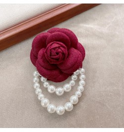 Vintage Faux Pearl Flower Brooch Pin for Women Camellia Safety Pins Sweater Shawl Clips Red $6.71 Brooches & Pins