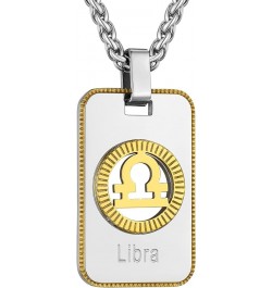 Zodiac Tag Necklace for Men, Stainless Steel Constellation Horoscope Astrology Pendant Necklaces Lucky Jewelry 07. Libra (Sep...