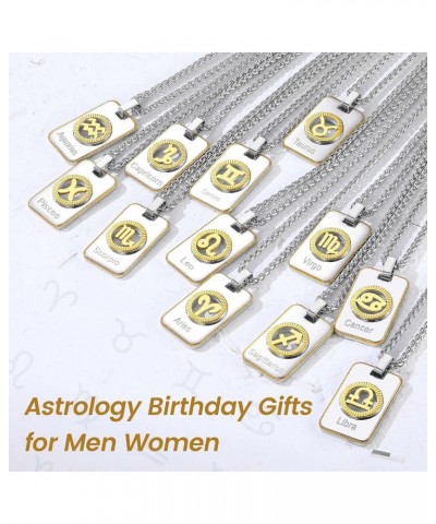 Zodiac Tag Necklace for Men, Stainless Steel Constellation Horoscope Astrology Pendant Necklaces Lucky Jewelry 07. Libra (Sep...