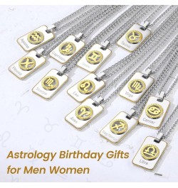 Zodiac Tag Necklace for Men, Stainless Steel Constellation Horoscope Astrology Pendant Necklaces Lucky Jewelry 07. Libra (Sep...