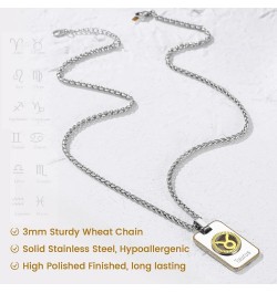 Zodiac Tag Necklace for Men, Stainless Steel Constellation Horoscope Astrology Pendant Necklaces Lucky Jewelry 07. Libra (Sep...