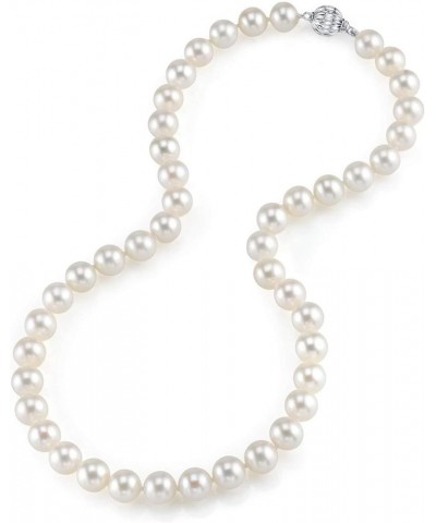 14K Gold AAA Quality White Freshwater Cultured Pearl Necklace for Women in 18" Princess Length White Gold 8.0-8.5mm $80.96 Ne...