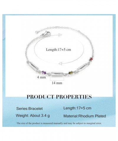 Personalized Birthstone Bracelets for Women, Name Bar Custom Bracelet, Gift for Mom Her Friendship Bracelets Link Chain Brace...