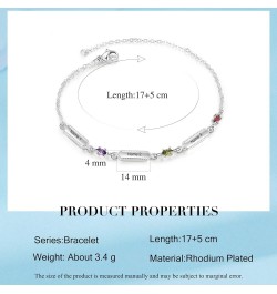 Personalized Birthstone Bracelets for Women, Name Bar Custom Bracelet, Gift for Mom Her Friendship Bracelets Link Chain Brace...