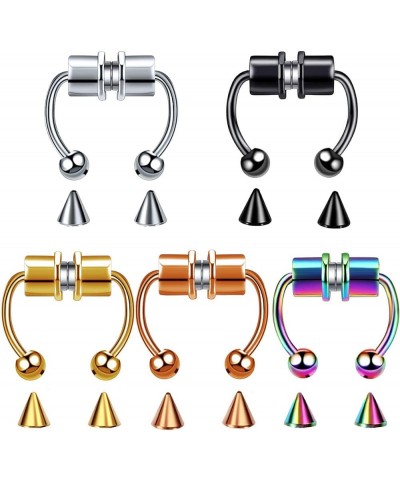 Magnetic Septum Nose Ring Horseshoe Stainless Steel Faux Fake Nose Septum Rings Non-Pierced Clip On Nose Hoop Ring 5pcs $5.99...