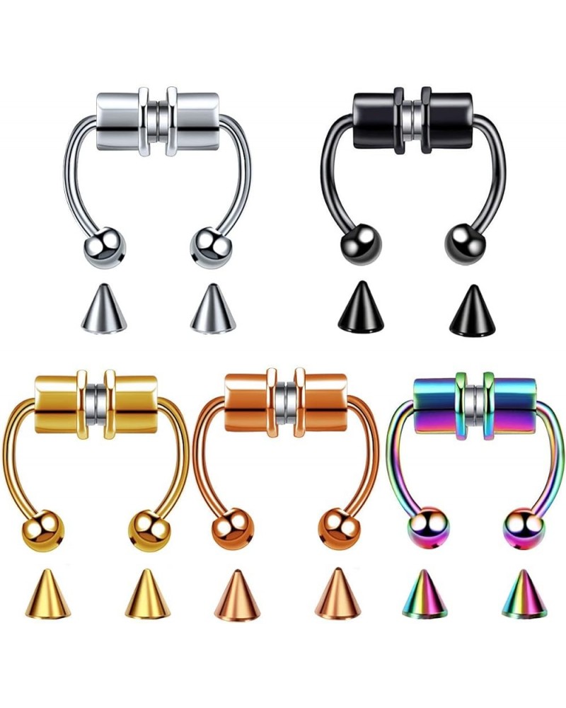 Magnetic Septum Nose Ring Horseshoe Stainless Steel Faux Fake Nose Septum Rings Non-Pierced Clip On Nose Hoop Ring 5pcs $5.99...