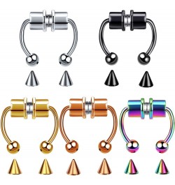 Magnetic Septum Nose Ring Horseshoe Stainless Steel Faux Fake Nose Septum Rings Non-Pierced Clip On Nose Hoop Ring 5pcs $5.99...