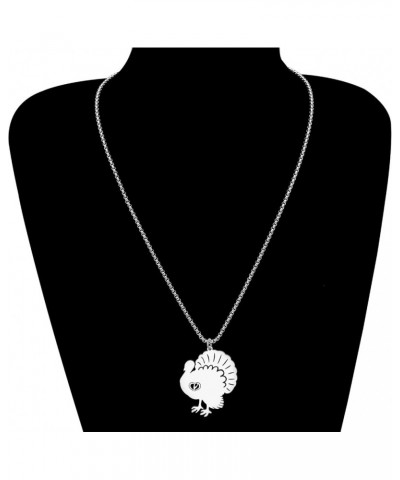 Cute Enamel Thanksgiving Turkey Chicken Necklace Pendant for Women Girls Jewelry Gifts Stainless Steel Silver Plated $9.71 Ne...