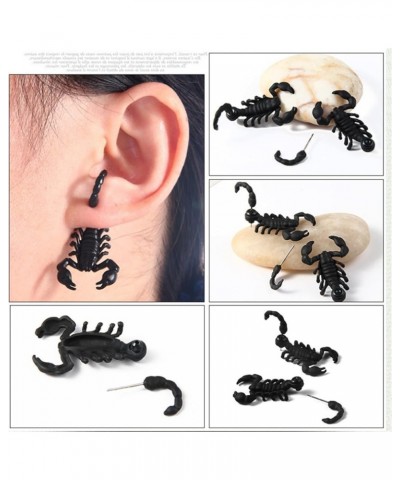 Punk 3D Scorpion Animal Stud Earrings for Women Girls Creative Funny Fashion Double Sided Halloween Handcraft Polymer Clay An...