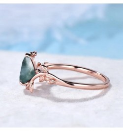 Natural Moss Agate Ring for Women 925 Sterling Silver Green Promise Ring for Women Engagement Moss Agate Jewelry for Wedding/...