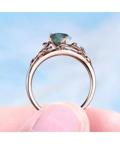 Natural Moss Agate Ring for Women 925 Sterling Silver Green Promise Ring for Women Engagement Moss Agate Jewelry for Wedding/...