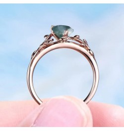 Natural Moss Agate Ring for Women 925 Sterling Silver Green Promise Ring for Women Engagement Moss Agate Jewelry for Wedding/...