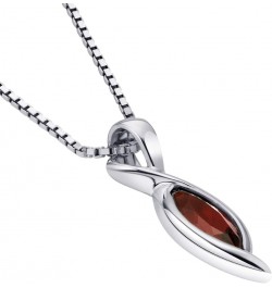 Garnet Pendant Necklace for Women 925 Sterling Silver, Natural Gemstone, 1.25 Carats Marquise Shape, 10x5mm with 18 inch Chai...