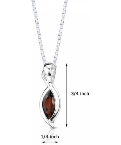 Garnet Pendant Necklace for Women 925 Sterling Silver, Natural Gemstone, 1.25 Carats Marquise Shape, 10x5mm with 18 inch Chai...