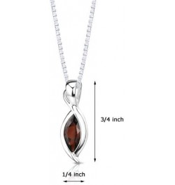 Garnet Pendant Necklace for Women 925 Sterling Silver, Natural Gemstone, 1.25 Carats Marquise Shape, 10x5mm with 18 inch Chai...