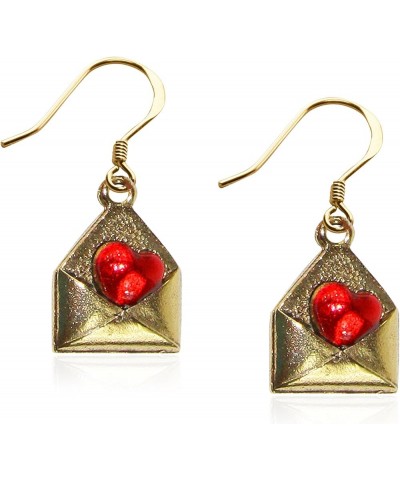 Valentine's Charm Earrings Love Letter Gold $19.57 Earrings