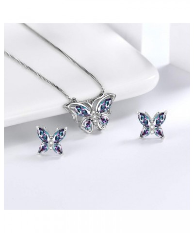 Butterfly Jewelry,Women 925 Sterling Silver Butterflies Birthstone Pendant Necklace/Earrings/Rings Wedding Gift M.Mysitc-set ...