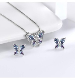 Butterfly Jewelry,Women 925 Sterling Silver Butterflies Birthstone Pendant Necklace/Earrings/Rings Wedding Gift M.Mysitc-set ...