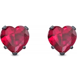 Heart Stud Earrings Simulated Cubic Zirconia 925 Sterling Silver (4mm-8mm) Black Tone, Simulated Ruby CZ 4.0 Millimeters $11....