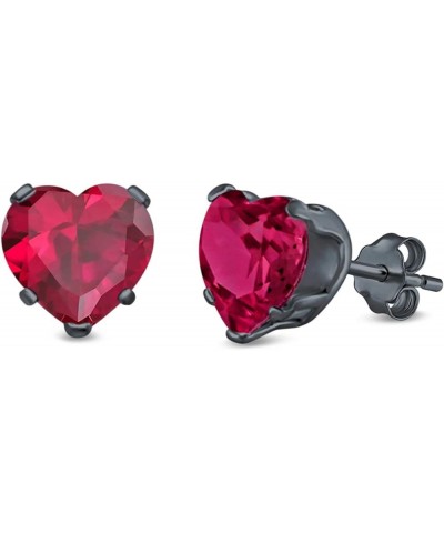 Heart Stud Earrings Simulated Cubic Zirconia 925 Sterling Silver (4mm-8mm) Black Tone, Simulated Ruby CZ 4.0 Millimeters $11....