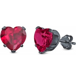 Heart Stud Earrings Simulated Cubic Zirconia 925 Sterling Silver (4mm-8mm) Black Tone, Simulated Ruby CZ 4.0 Millimeters $11....