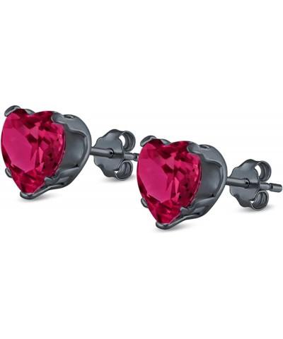 Heart Stud Earrings Simulated Cubic Zirconia 925 Sterling Silver (4mm-8mm) Black Tone, Simulated Ruby CZ 4.0 Millimeters $11....