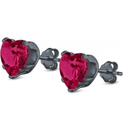 Heart Stud Earrings Simulated Cubic Zirconia 925 Sterling Silver (4mm-8mm) Black Tone, Simulated Ruby CZ 4.0 Millimeters $11....