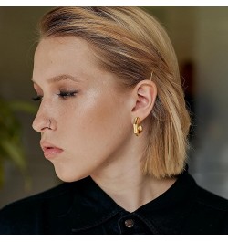 Gold Earrings for Women Girls,14K Gold Plated Chunky Gold Hoop Earrings for Women Trendy Fashion Jewelry Gifts for Her Hoop E...