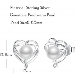 Pearl Necklace Earrings 925 Sterling Silver Double Heart Pearl Necklace Stud Earrings with Genuine Quality 9-10mm/6-6.5mm Fre...