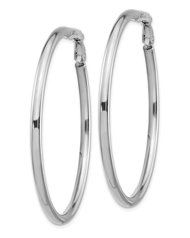 14K Gold Round Omega Back Hoop Earrings 14K White Gold - 52mm - 2.05 inch $147.86 Earrings