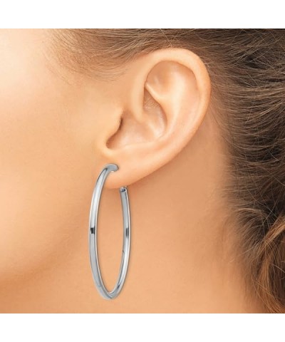 14K Gold Round Omega Back Hoop Earrings 14K White Gold - 52mm - 2.05 inch $147.86 Earrings