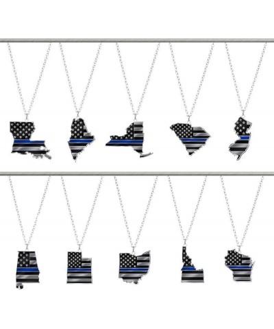 Thin Blue Line State Necklace Oklahoma $10.87 Necklaces