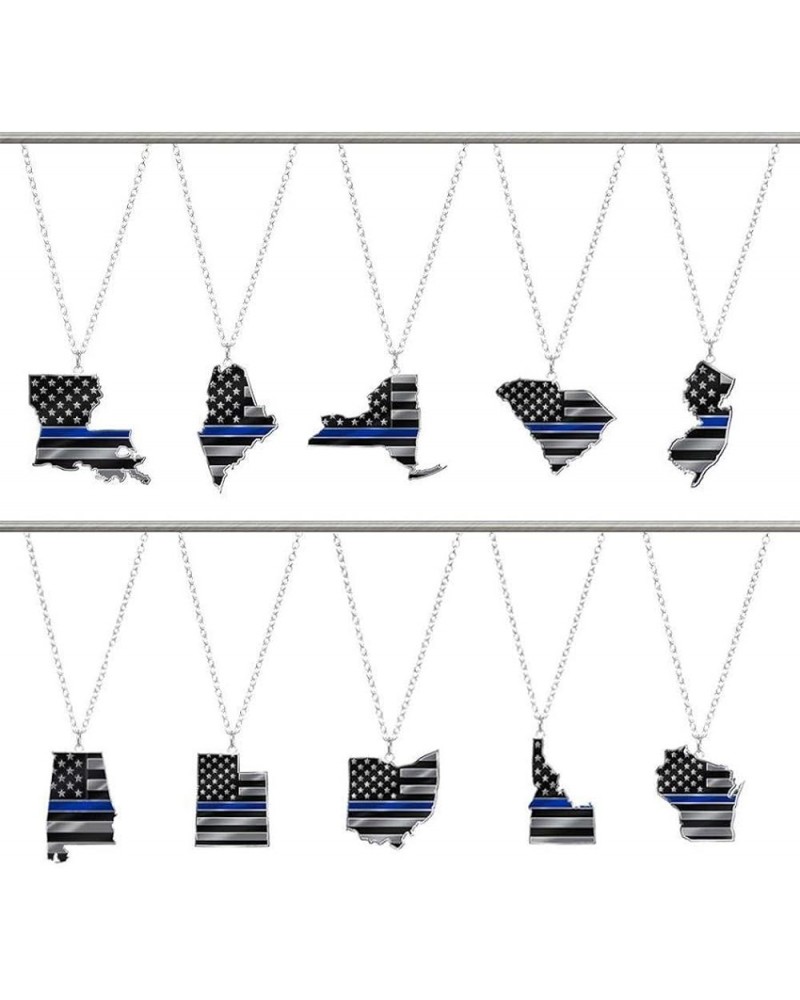 Thin Blue Line State Necklace Oklahoma $10.87 Necklaces