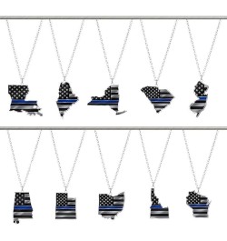 Thin Blue Line State Necklace Oklahoma $10.87 Necklaces