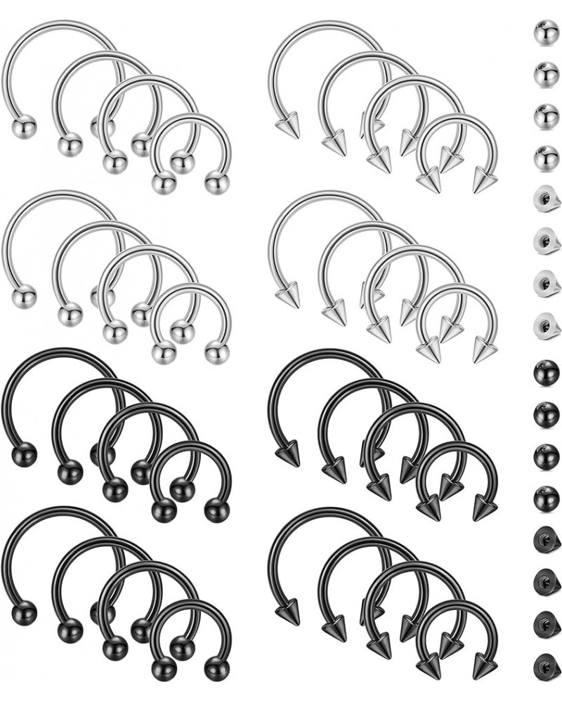 32Pcs 14G 16G 18G Surgical Steel Septum Nose Rings for Women Men Horseshoe Earrings Cartilage Helix Tragus Eyebrow Lip Daith ...