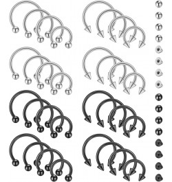 32Pcs 14G 16G 18G Surgical Steel Septum Nose Rings for Women Men Horseshoe Earrings Cartilage Helix Tragus Eyebrow Lip Daith ...