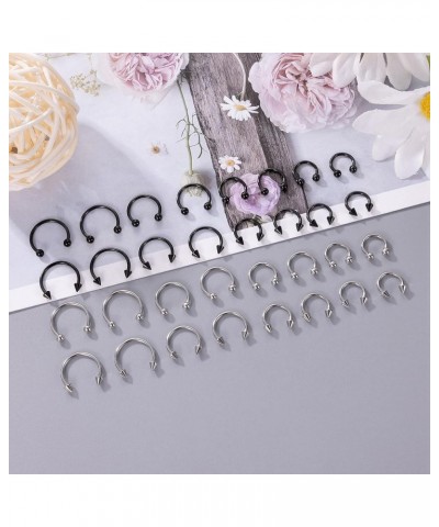 32Pcs 14G 16G 18G Surgical Steel Septum Nose Rings for Women Men Horseshoe Earrings Cartilage Helix Tragus Eyebrow Lip Daith ...