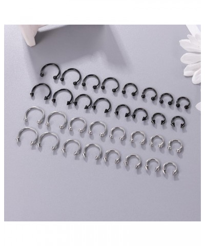 32Pcs 14G 16G 18G Surgical Steel Septum Nose Rings for Women Men Horseshoe Earrings Cartilage Helix Tragus Eyebrow Lip Daith ...