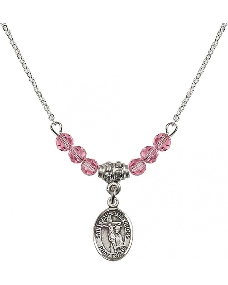 October Birth Month Bead Necklace with Catholic Patron Saint Petite Charm, 18 Inch Saint Paul of the Cross $44.05 Necklaces