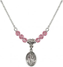 October Birth Month Bead Necklace with Catholic Patron Saint Petite Charm, 18 Inch Saint Paul of the Cross $44.05 Necklaces