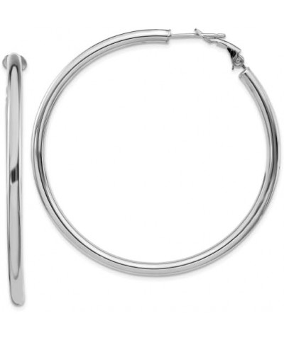 14K Gold Round Omega Back Hoop Earrings 14K White Gold - 52mm - 2.05 inch $147.86 Earrings