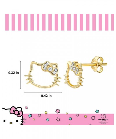 Sanrio Womens Lab Created Diamond Bow Stud Earrings - Sterling Silver Silhouette Earrings Official License Gold $42.78 Earrings