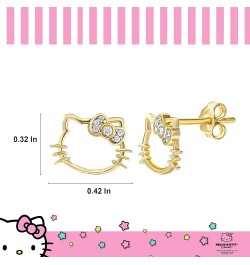 Sanrio Womens Lab Created Diamond Bow Stud Earrings - Sterling Silver Silhouette Earrings Official License Gold $42.78 Earrings