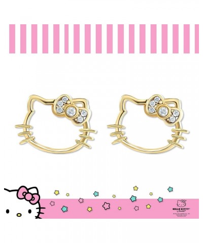 Sanrio Womens Lab Created Diamond Bow Stud Earrings - Sterling Silver Silhouette Earrings Official License Gold $42.78 Earrings