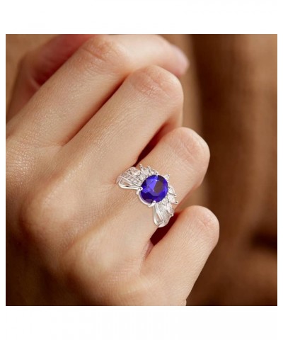 Leaf Ring 925 Sterling Silver White Opal Moonstone Rings Adjustable Fashion Statement Ring for Women D-Blue CZ ring $19.60 Rings