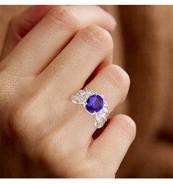 Leaf Ring 925 Sterling Silver White Opal Moonstone Rings Adjustable Fashion Statement Ring for Women D-Blue CZ ring $19.60 Rings