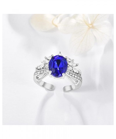 Leaf Ring 925 Sterling Silver White Opal Moonstone Rings Adjustable Fashion Statement Ring for Women D-Blue CZ ring $19.60 Rings