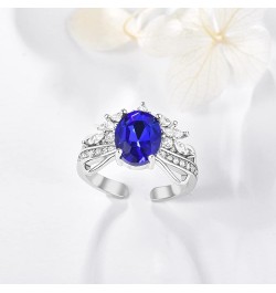 Leaf Ring 925 Sterling Silver White Opal Moonstone Rings Adjustable Fashion Statement Ring for Women D-Blue CZ ring $19.60 Rings